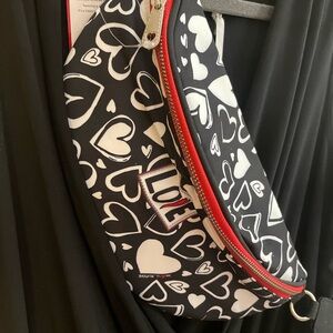 Brighton Endless love Love Heart Print Black and White Women's Belt Bag